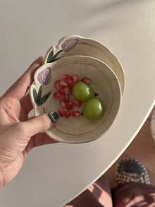 Handmade Ceramic Spice Plate With Floral And Bird Patterns, Underglaze Colored Seasoning Dish, Hand-Painted Coarse Pottery Plate, Home Snack Plate, Jam Dish, Dessert Plate - Multicolor - View 6