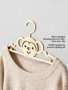 Conjunto de 10 cabides de madeira em formato de macaco para armário – Organizadores antiderrapantes, estilo minimalista e aconchegante, armazenamento delicado, ganchos práticos e estilosos em formato de macaco para quarto infantil e sala de jogos, cabides fofos em formato de animais para roupas, organizador que economiza espaço e acessório de decoração para casa, decoração de primavera para o quarto. - Damasco - Ver 4
