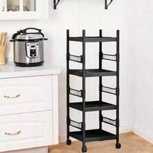 4-Tier Heavy Duty Retail Display Rack, Large Capacity Shelving With Wheels And Hooks, Multipurpose Portable Storage Unit, Pegboard Top Design, Home Storage Rack, Freestanding Display And Organization Solution For Grocery Stores, Convenience Stores, Warehouses, Kitchens, Garages, Black Bathroom Accessories - Black - View 12