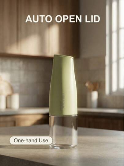 1 pieza de sartén de vidrio con apertura y cierre automático (verde oliva / amarillo jengibre): al verter el aceite, la tapa se abrirá y cerrará automáticamente para evitar derrames. Se utiliza para verter y controlar la cantidad de aceite. Hecho de vidrio, es adecuado para cocinar en la cocina, sazonar de manera sencilla y controlar el aceite utilizado en la mesa. Su diseño sellado puede evitar la oxidación y es una herramienta práctica y ordenada para almacenar aceite de cocina.