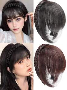 8 Inch Bangs Headband Wig, Integrated Braided Wig With Headband, Women Headband, Braided Headband, Bangs Wig - Multicolor - View 2