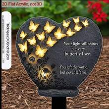 2D Flat, 1pc Heart-Shaped Stone With Garden Marker - Flat Acrylic Outdoor/Decor Accent, Suitable For Soil, Patio, Flower Beds - Can Be Installed As Ground Stake, For Plants, Landscaping, Weddings And Decoration - Stylish Gift, 2D Flat - A - View 2