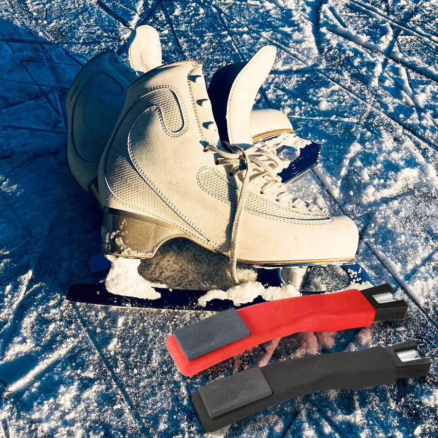 2 piezas Afilador de patines de hielo, Afilador de cuchillas de patines de hielo, Afilador de patines de hockey, Herramienta de afilado de cuchillas de patines de hielo, Afilador de cuchillas de patines de hockey, Accesorios de hockey para patines de hockey - Multicolor - Ver 1
