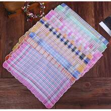 Pañuelo a cuadros con borde en forma de media luna, pañuelo a cuadros retro como regalo, toalla vintage absorbente, pañuelo de estilo antiguo, pañuelo a cuadros para mujer, toalla de sudor de alta absorción para hombre, toalla de viaje, regalo de boda - Multicolor - Ver 5