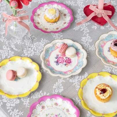 Quality Goods 24 X Vintage Floral Paper Plates For Afternoon Tea Party Pretty Cake Scalloped Plates For Weddings Mother's Day  Birthday Bridal And Baby Shower 7 Inches