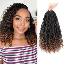 3盒共42条波西米亚女神编织钩针辫 - 非洲卷曲/波浪形合成发辫，预弯发尾，自然蓬松卷曲，适合万圣节和圣诞节派对造型 - 易于造型和打理，节日发型，波西米亚风格，易于护理 - 彩色 - 查看 13
