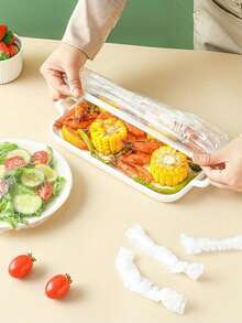 100/200pcs Thick Stretch Wrap Film, One-Pull Fit, Multi-Bowl Applicable, Dust-Proof & Freshness Keeping, Microwave & Refrigerator , Catering, Camping, Dorm, Pet Bowl Use, Multi-Size Bowl & Plate Compatible - Multicolor - View 2