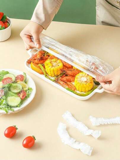 100/200 Stücke dicke Stretchfolie, Ein-Zug-Passform, für mehrere Schüsseln geeignet, staubdicht & frisch haltend, mikrowellen- & kühlschrankgeeignet, für Catering, Camping, Wohnheim, Haustier-Schüsseln, kompatibel mit Schüsseln & Tellern in verschiedenen Größen