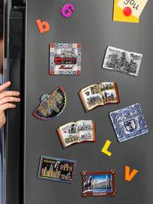 1pc Scenic Spot Fridge Magnet, Resin 3D Embossed Refrigerator Magnet, Travel Souvenir - Magnetic Sticker - View 1