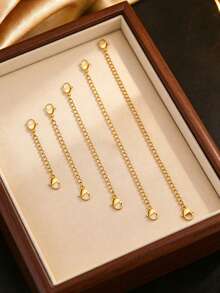 5pcs/Set Stainless Steel Necklace Extension Chain, Stainless Steel Material & Exquisite Craftsmanship - Low Allergy, Suitable For Necklaces, Bracelets, Anklets And Various DIY Jewelry Making (Double-Sided Stainless Steel Lobster Clasp) - Durable, Adjustable Length 2 To 6 Inches - 5pcs - View 5