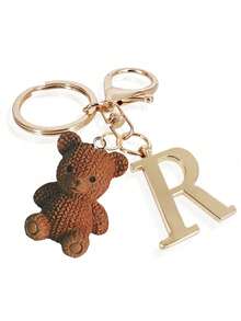 优雅金色字母钥匙扣，配有泰迪熊吊坠，3D A-Z字母吊坠，时尚合金钥匙圈，背包挂饰，汽车钥匙链，经典简约钥匙扣，适合女性，可作装饰品，包包配件，送给朋友、家人、情侣、女友的绝佳礼物，适合重要场合、情人节。 - 彩色 - 查看 11