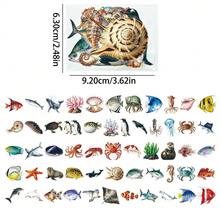 56 piezas Nuevas pegatinas realistas de animales marinos - Calcomanías de peces de PET transparente de alta calidad para manualidades creativas - 56 piezas - Ver 5