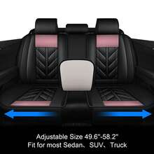 Pink Universal Car Seat Covers Full Set Waterproof Comfortable Faux Leather Auto Seat Cushions Front And Rear Seat Protectors Fit For Most Cars Sedans SUVs Hatchbacks - Black and Pink - View 6