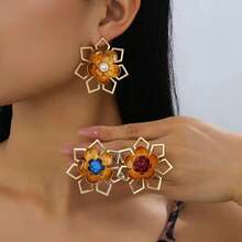 New Arrival European And American Fashionable Hollow Flower Earrings, Suitable For Women's Daily, Party And Event Wear - Women's Fashion Hollow Flower Earrings - View 10