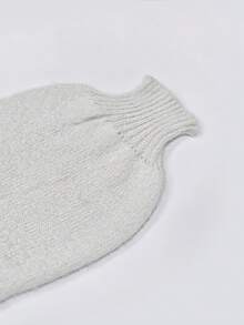 Women's Light Gray Ribbed Lantern Sleeve Sweater Dress, Casual - Light Grey - View 5