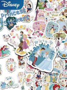 60pcs Disney Princess Stickers Mermaid Ariel Snow White Jasmine Princess Decals For Phone Laptop Suitcase Scrapbook Helmet Guitar Cartoon Graffiti Stickers - A - View 2