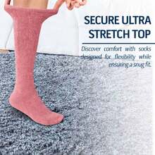 Mens Diabetic Over The Calf Socks Knee Premium Cotton High Socks - Pink - View 4