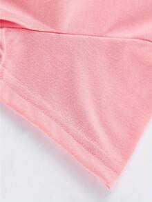 Camiseta informal de verano para niña con estampado de corazón, lápiz y "CP Team"; mangas cortas, cuello redondo, corte cómodo - estilo juvenil - Rosa - Ver 4