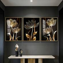 Set de 3 piese de picturi decorative de perete cu flori abstracte botanice, postere decorative cu plante tropicale, picturi suspendate pentru decorarea casei, cadouri creative ideale pentru casă, potrivite pentru sufragerie, birou, dormitor, baie, bucătărie, poster pe pânză fără ramă - floare - Vizualizare 6