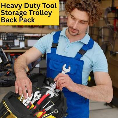 Prostor 21" Heavy Duty Rolling Tool Bag Bkpk On Wheels 52 Pockets