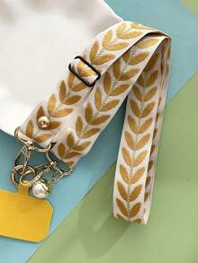 Adjustable Long Crossbody Phone Lanyard Strap With Wide Fabric Faux Pearl Pendant Decoration For Women Fit For Phone Shoulder/Neck Hanging Wallet Purse Wallet - Multicolor - View 6