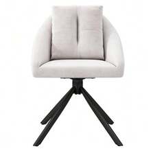 Modern Swivel Chair In Beige Velvet, Elegant And Comfortable, In Breathable Velvet And Ergonomically Designed, With An Elegant Grey Swivel Armchair (Set Of Four). - Apricot - View 2