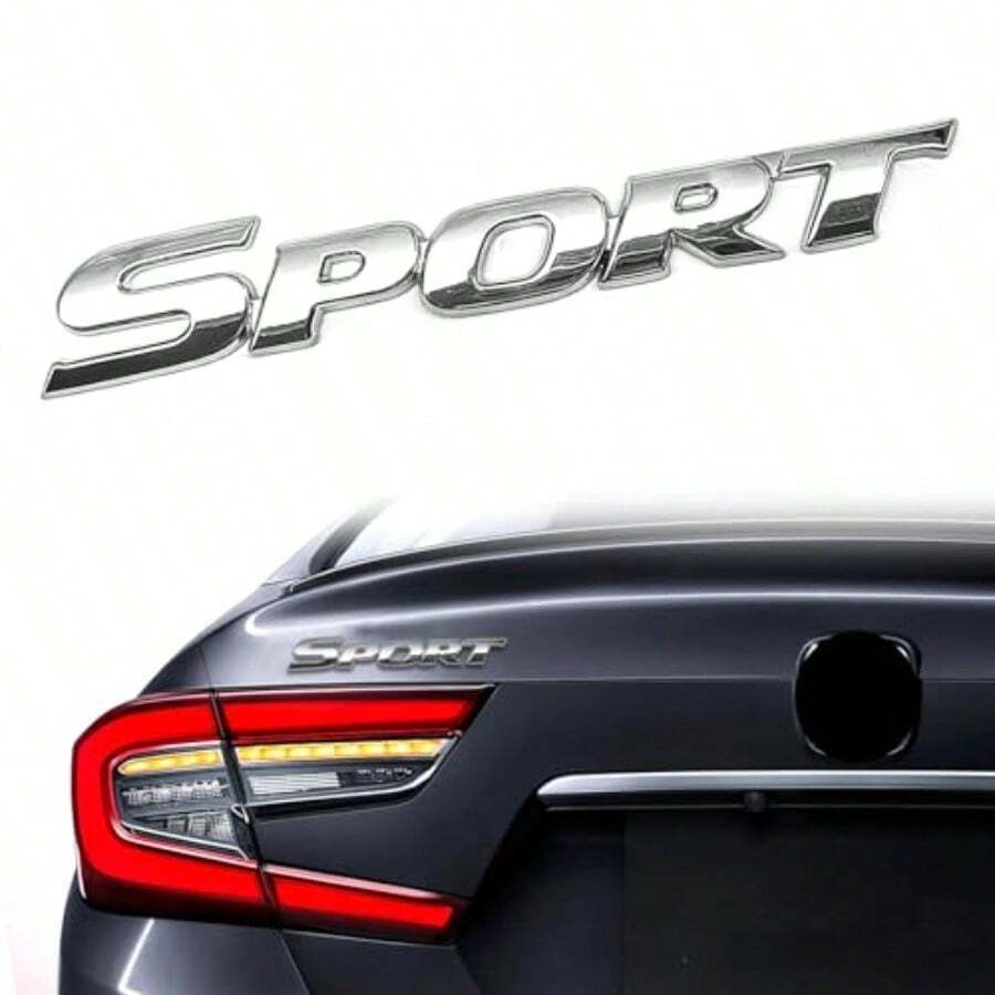 1PCS 3D Sport Sticker Trunk Side Fender Rear Tailgate Car Exterior Decoration Accessoriesilgate Ersonalise 3D Metal Auto Badge Stickers For All Car Truck SUV Silver - 銀色 - 查看 1