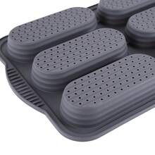 1/2 piezas Set Mini Molde de Perro Caliente, Bandeja de Hornear Antiadherente de Silicona, Maker de Sándwich de Desayuno, Molde de Pan Baguette Francés de 6 Cavidades, Herramienta de Hornear de Cocina - Gris - Ver 5