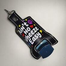 Black PU Leather Inhaler Case With Keychain And "Ain't Easy Being Wheezy" Embroidery - Portable Protective Cover For Standard Asthma Inhaler Dispenser - Hot Pink - View 5