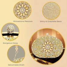 Bolsos de mano con brillantes para mujer, bolso de noche formal con strass para fiesta, boda, cóctel y baile - Embrague dorado - Ver 8
