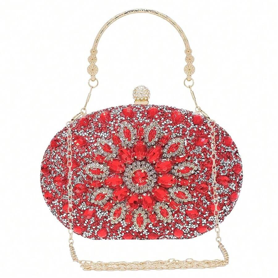 SH Clutch Purses For Women Formal Rhinestone Evening Bag Sparkly Handbags Wedding Party Cocktail Prom - Embrague rojo - Ver 1
