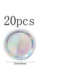 Bộ 10/20/30/50/100 món đồ trang trí tiệc lấp lánh, đĩa và khăn giấy hologram, đĩa giấy cầu vồng dùng một lần, trang trí tiệc sinh nhật, đám cưới chủ đề nàng tiên cá. - Bạc - Xem 18