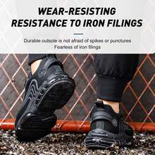 Unisex Steel Toe Safety Sneakers For Men And Women, Anti-Impact And Anti-Piercing Work Shoes,Comfortable Breathable Lightweight Safety Work Sneakers  Men,Rotary Button New Safety Shoes For Black,Lightweight & Anti-Slip Work Trainers With Air Cushion, Puncture-Proof & Smash-Resistant Design, Fashionable All-Season Shoes For Warehouse, Outdoor, Restaurant, Delivery & Training Use (For Women, This Size Is Slightly Larger, Please Choose Size 1.5 Smaller!) - 黑色 - 查看 3