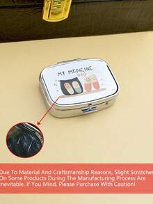 Square Pill Box With Capsule, Tablet, Letter, Bottle Patterns, Portable Medication Storage Compartment, Mini Metal Storage Box, Compact Jewelry And Pill Box, Travel Pill Case, Large Capacity Compartments, Weekly Medication Organizer, Suitable For Daily Medications And Vitamins, Essential For Doctors And Nurses, Emergency Needs, Travel, Hiking First Aid, Creative Gift With Cartoon Logo - Multicolor - View 10