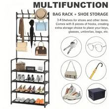 Protector de esquina de estructura metálica de 3 niveles con ganchos - Almacenamiento de moda, adecuado para dormitorio y sala de estar, superficie pintada, diseño independiente, perfecto para chaquetas, sombreros y accesorios, decoración de habitación - Multicolor - Ver 10