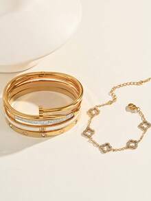 Gold Bracelet, Elegant Minimalist Design, Suitable For Dates, Gatherings, Party Gifts - Gold - View 4