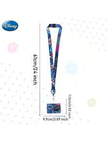 Disney 1条官方授权史迪奇挂绳，带证件套和卡包，旅行必备可爱卡通便携卡包，节日礼物，适合送给家人和朋友，万圣节、圣诞节、感恩节等场合。 - 彩色 - 查看 9