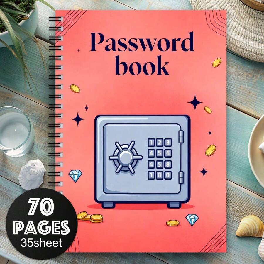 1pc Funny Spiral Password Notebook | For Home Or Office Password Management, Secure Design, Paper Material, English - A5 - View 1