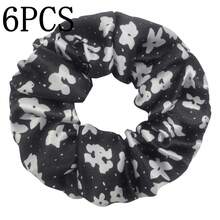 6 unids/lote Scrunchies de satén accesorios de moda para mujer estampado Ditsy Floral banda elástica para el cabello Cola de Caballo titular corbata de goma leopardo lindo AWAY - PJ319-03 - Ver 14