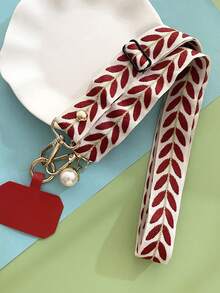 Adjustable Long Crossbody Phone Lanyard Strap With Wide Fabric Faux Pearl Pendant Decoration For Women Fit For Phone Shoulder/Neck Hanging Wallet Purse Wallet - Multicolor - View 16