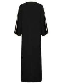 Islamic Robe Muslim Men's Clothing, Handmade Embroidered Loose Breathable Moroccan Kaftan Abaya Robe For Men - Black - View 3