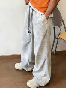 Men's Straight Leg Tie-Dye Casual Wide Leg Pants, Spring/Summer - Grey - View 1