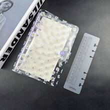 1个A6可爱雏菊印花透明迷你活页夹，不含纸张，6孔PVC活页夹带扣，适合日记和照片收藏 - 彩色 - 查看 7