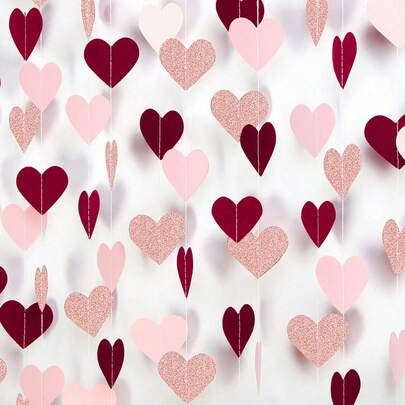 Rose Gold Pink Heart Backdrop Curtain Glitter Wedding Dessert Table