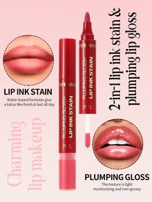 HANDAIYAN 二合一水彩唇彩,滋润保湿,镜面般光泽,持久显色,打造自然唇色。适合返校季、校园派对、新手妆容、万圣节、圣诞节、秋冬季节。是派对、海滩旅行、露营、校园节日活动的理想之选。女士面部彩妆,适合秋冬季节。生日、情人节、母亲节的理想礼物。狂欢节派对必备。最佳色彩选择。 - 彩色 - 查看 5