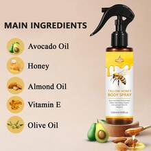 SUMIFANG 120毫升蜂蜡蜂蜜身体喷雾，深层锁水，形成保护屏障。清爽不黏腻，散发怡人香气。蜂蜡和蜂蜜滋养肌肤，令全身肌肤焕发自然光泽，散发迷人香气。只需轻轻一喷，即可实现深层补水、修复肌肤屏障和消炎三重功效。 - 椰子油 - 查看 7