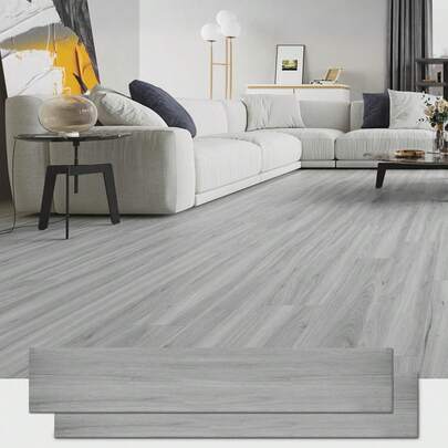 20pcs 17.72 Inch X 5.91 Inch Vinyl Flooring, 104.63 Sq.Ft Peel And Stick Floor Tiles, Waterproof Vinyl Plank Flooring, Self-Adhesive Vinyl Wood Grain Flooring For Bedroom, Kitchen, RV, Office (Gray Tiles)