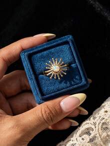 2枚创意蛋白石闪亮太阳叠戴戒指，925纯银首饰，优雅珠宝礼物，适合女性、女孩生日派对 - 太陽 - 查看 4