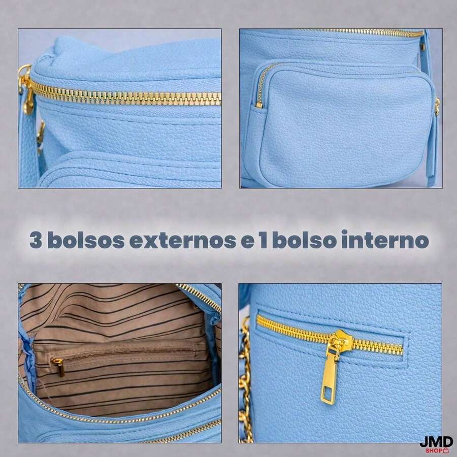 Bolsa Compacta Feminina com Design Elegante e Organização Inteligente - azul claro - Visão 1