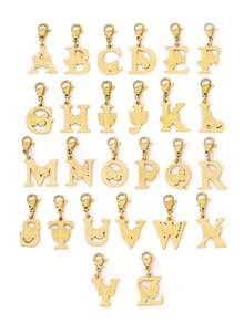 1pc Stainless Steel Letter Pendant With Butterfly Clasp, 18K Gold Plated DIY Jewelry Accessory - Pendants - View 1